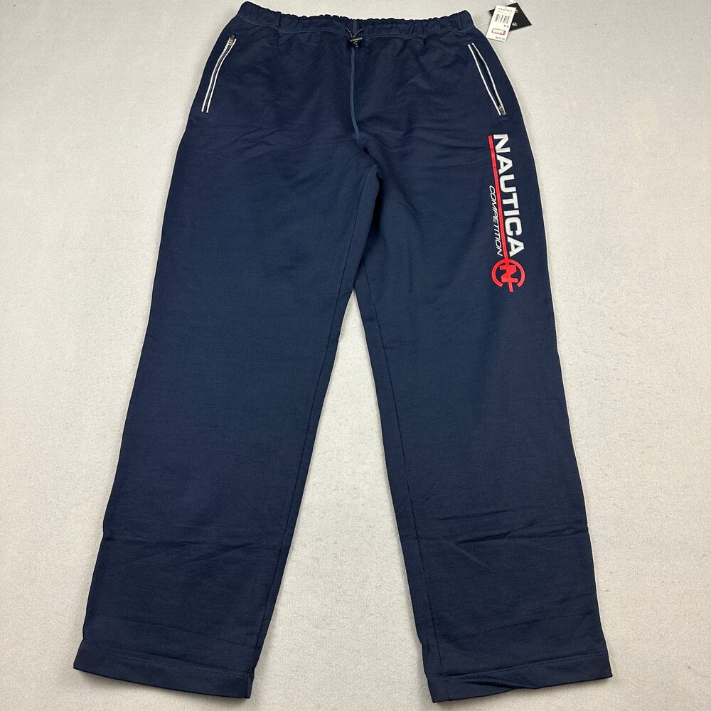 Nautica Competition Pants Men XL Blue Spell Out Sweatpants Y2K Deadstock
